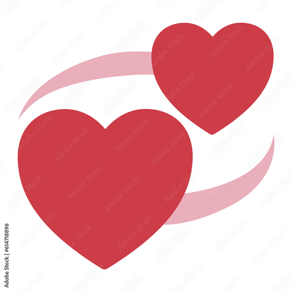 Revolving Hearts vector emoji icon. Hearts revolving around one or more other hearts. This emoji was originally animated on a number of Japanese devices.