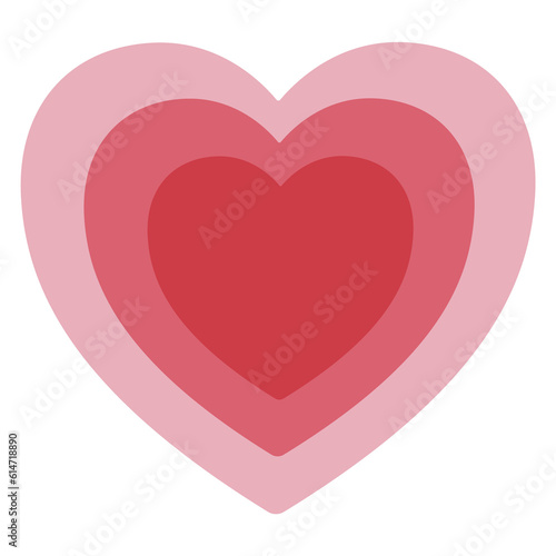 Growing Heart vector emoji icon. A red heart  inside a slightly larger pink heart  inside a larger-again pink heart. Intended to give the impression of a heart increasing in size.