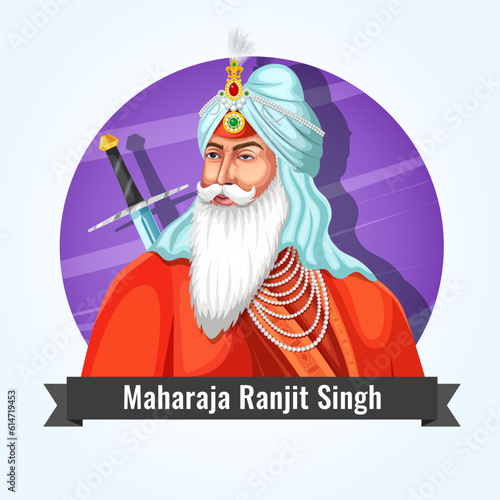 Stock Vector illustration of Maharaja Ranjit Singh, the first emperor of the Sikh empire.