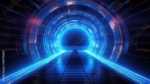 Fototapeta Naklejka Na Ścianę i Meble -  Blue technology data channel material