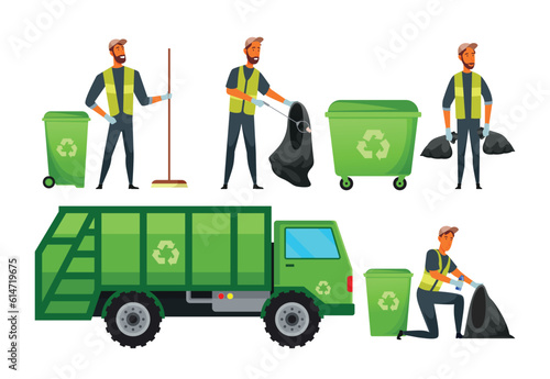 Collection of vector dustman illustrations
