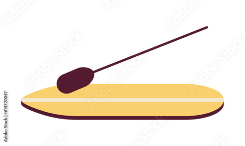 Sup board with paddle semi flat colour vector object. Summer physical activity. Paddleboarding. Editable cartoon clip art icon on white background. Simple spot illustration for web graphic design