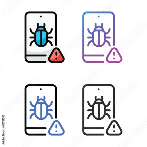 Mobile bug icon design in four variation color