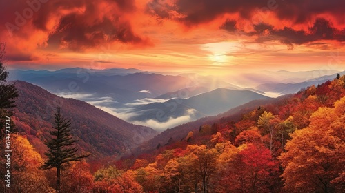 Autumn's Vibrant Canvas: A Majestic Mountain Symphony Generative AI 4
