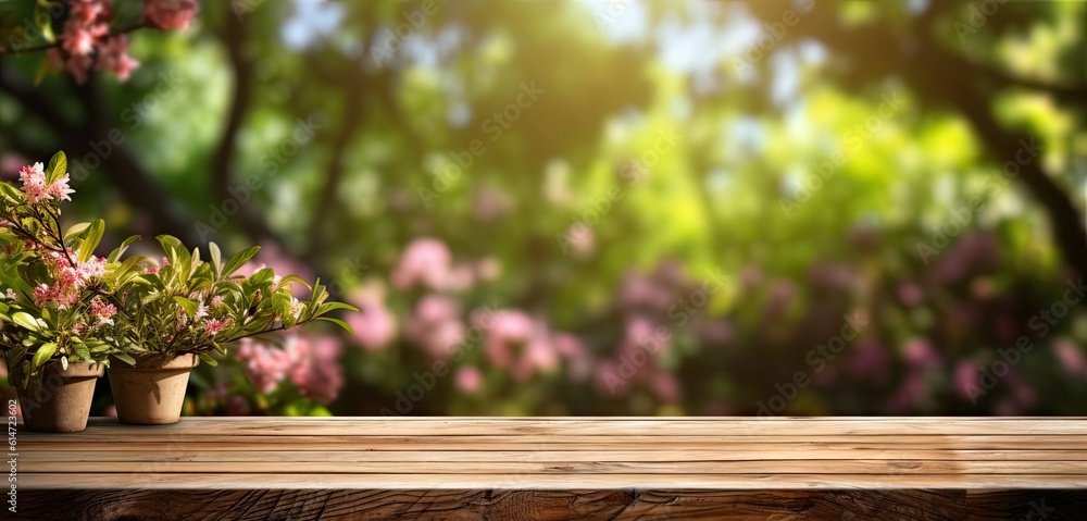Abstract beautiful garden table setting with nature's delights and flowers. Background for summer Abstract beautiful garden table setting with nature's delights and flowers. Background for summer