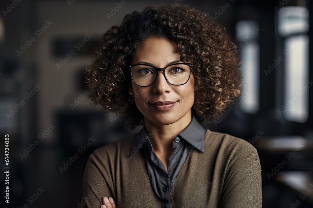 Portrait of a teacher in a classroom with students in the background. Teacher's day. Education concept.Image ai generate Portrait of a teacher in a classroom with students in the background. Teacher's day. Education concept.Image ai generate