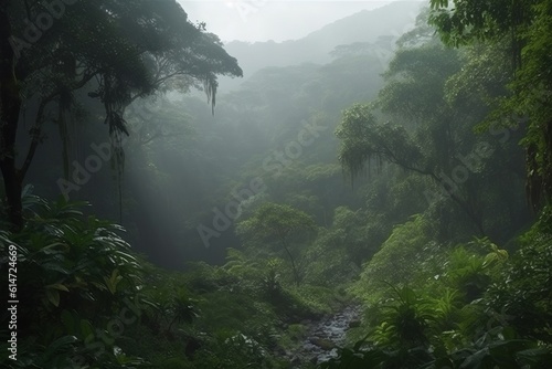 Fresh green rainforest, summer time, National park, wonderful wild nature of Central America. © Denis