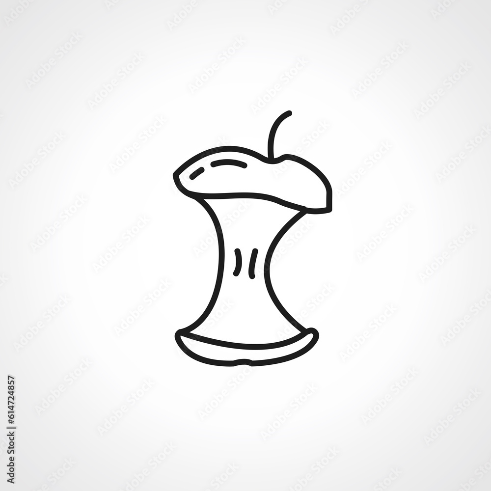Apple core line icon, apple linear icon Apple core line icon, apple linear icon