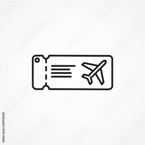 Fototapeta boarding pass line icon. flight ticket outline icon.