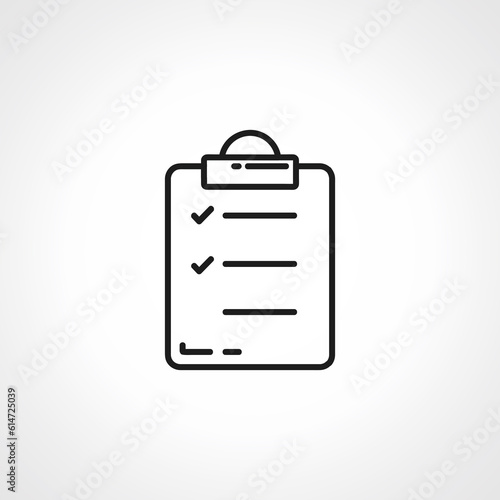 Checklist line icon. Clipboard with checkmarks line icon. List with ticks. Survey to do list outline icon.
