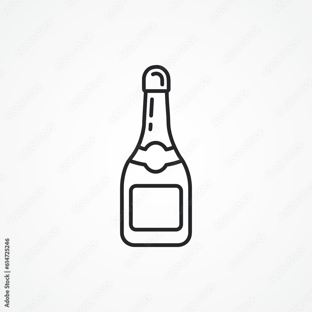 Champagne bottle line icon. champagne bottle explodes web linear icon. Champagne bottle line icon. champagne bottle explodes web linear icon.