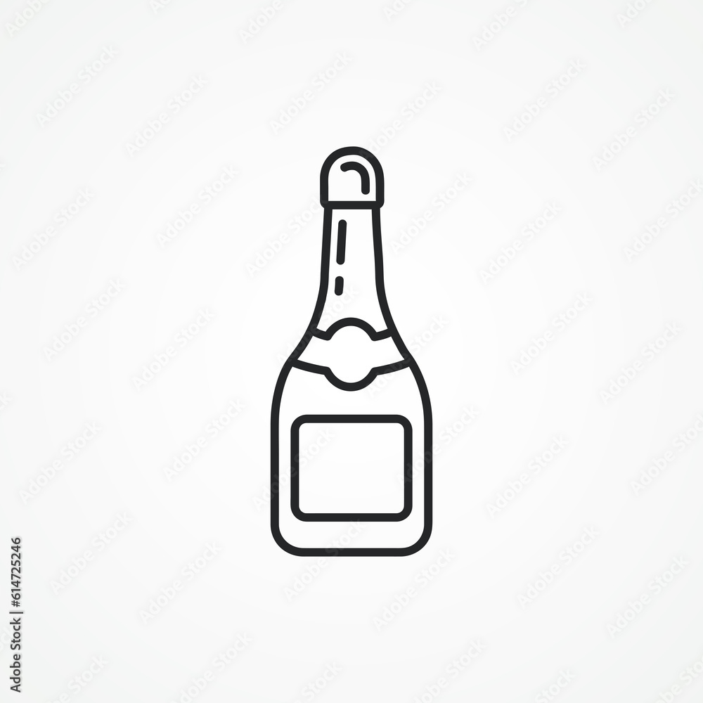 Champagne bottle line icon. champagne bottle explodes web linear icon.