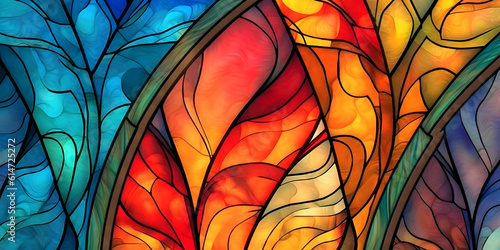 Colorful stained glass window. Generative AI.