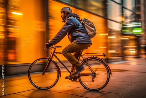 Early Morning Bike Commuter, Generative AI