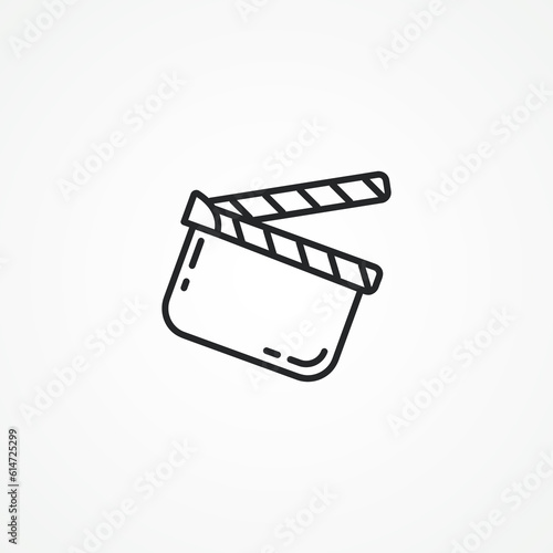 Clapper board line icon. Movie clapper outline icon.