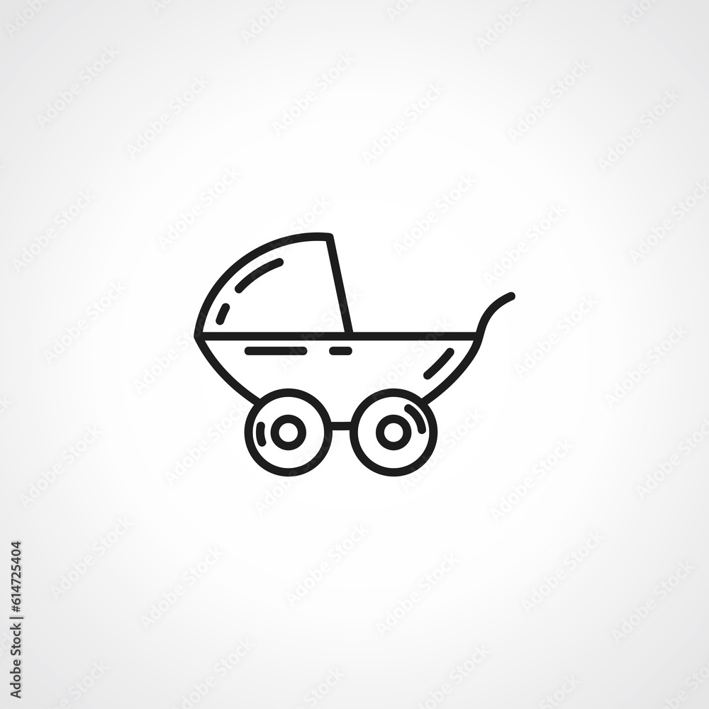 Baby Pram Carriage line icon. stroller baby outline icon. Baby Pram Carriage line icon. stroller baby outline icon.