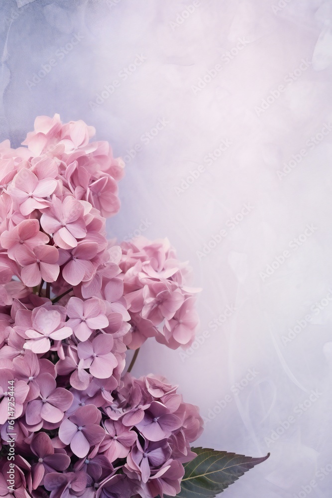 Fototapeta premium Hydrangea floral soft background with empty copy space Generative AI