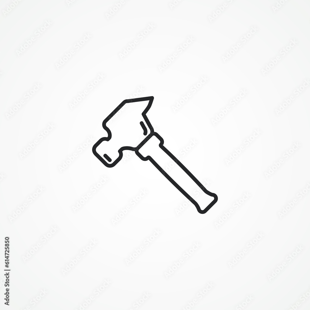 Hammer line icon, repair hammer linear icon. Hammer line icon, repair hammer linear icon.