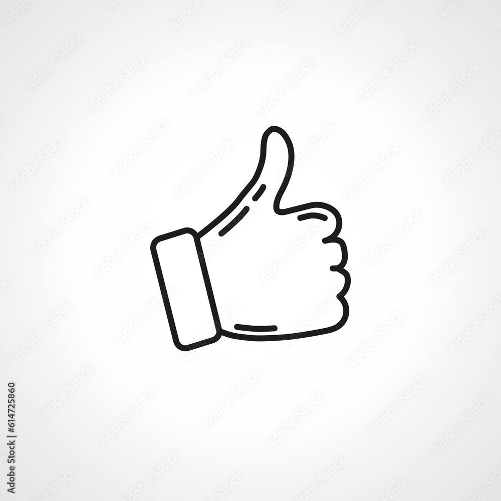 Like icon. Hand like. Thumb up outline icon Like icon. Hand like. Thumb up outline icon