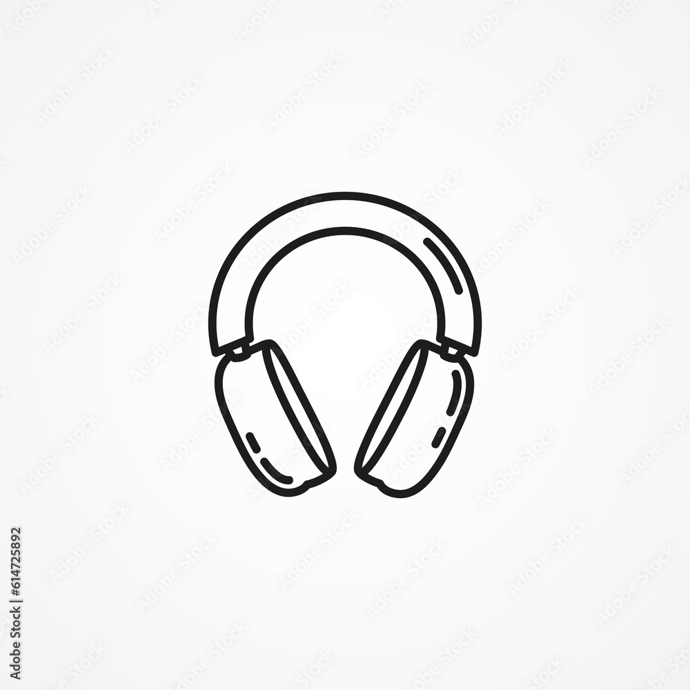 Headphones earphones line icon. Headphones web linear icon. Headphones earphones line icon. Headphones web linear icon.