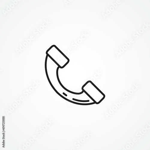 phone outline icon, handset line icon.