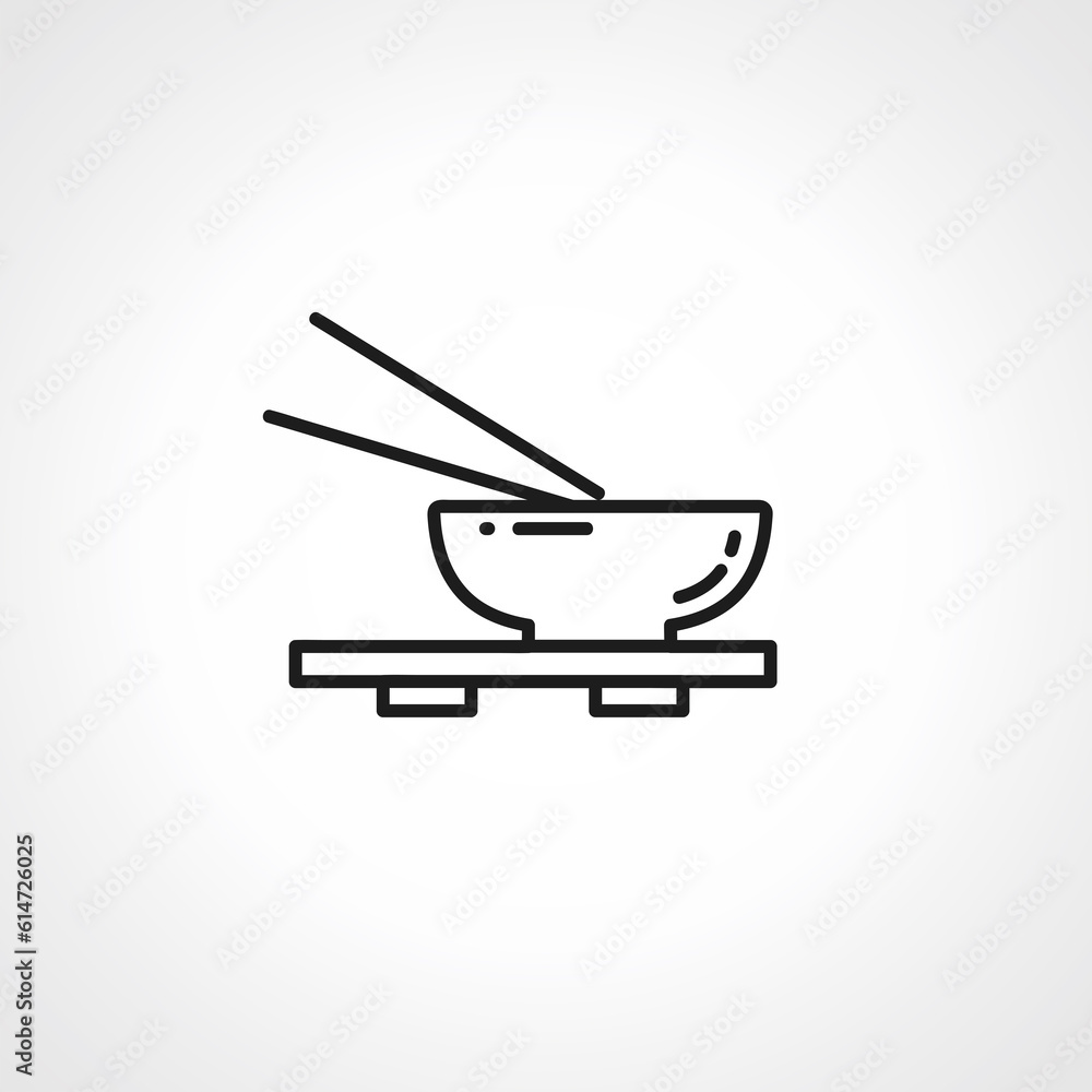 bowl with chinese chopsticks line icon. Bowl of noodles with a pair of chopsticks line icon. bowl with chinese chopsticks line icon. Bowl of noodles with a pair of chopsticks line icon.