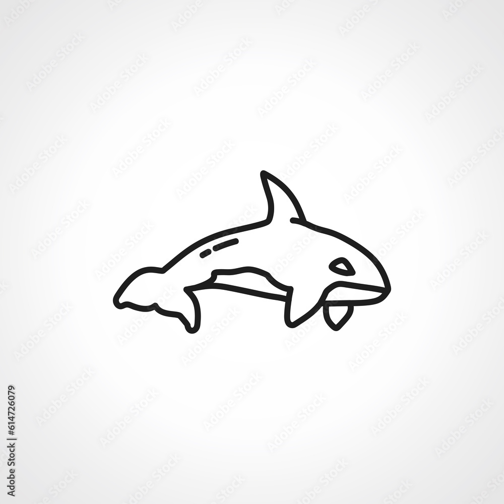 killer whale line icon, killer whale outline icon