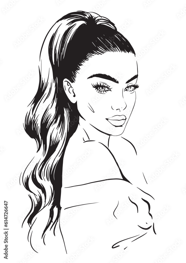 attractive woman with hight tail hairstyle attractive woman with hight tail hairstyle