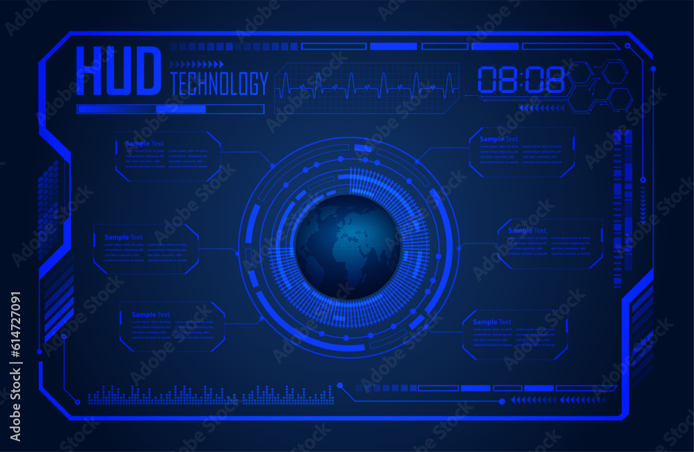 HUD Closed Padlock on digital background, world cyber security HUD Closed Padlock on digital background, world cyber security