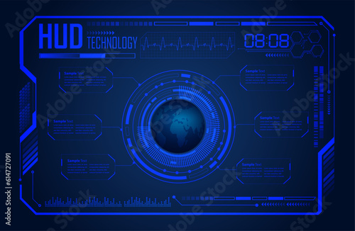 HUD Closed Padlock on digital background, world cyber security