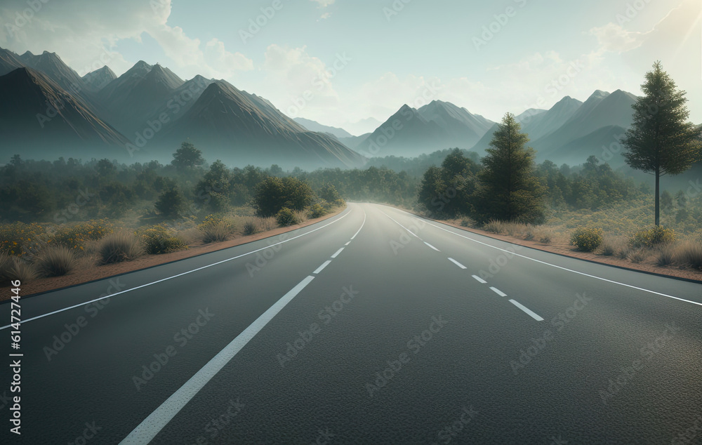 Fototapeta premium Asphalt road. Ai generated technology