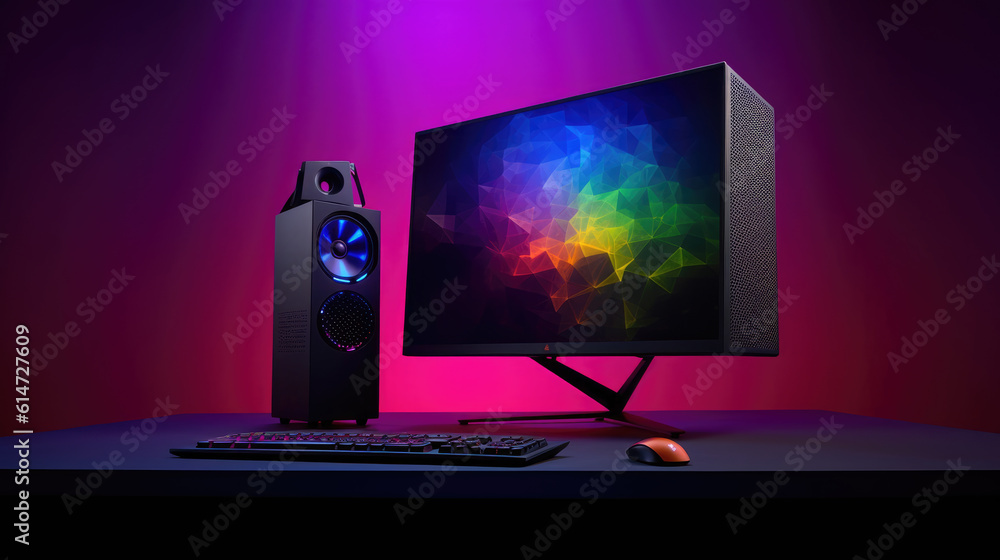 Gaming computer in beautiful RGB colors - AI generative Gaming computer in beautiful RGB colors - AI generative