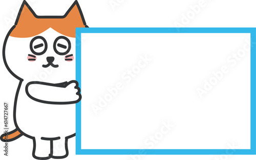 Orange tabby cat notifies of something with a smile, vector illustration.