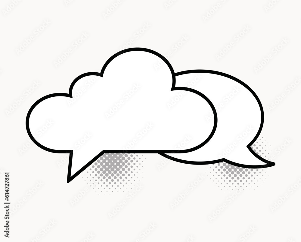 Blank text comic black speech bubbles in pop art style Blank text comic black speech bubbles in pop art style