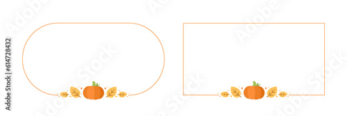 Rectangle Autumn Frame Border Collection. Halloween, Fall and Thanksgiving Template Set. Vector illustration.