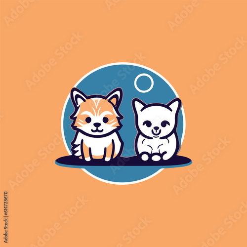 Cute cat logo design vector illustration