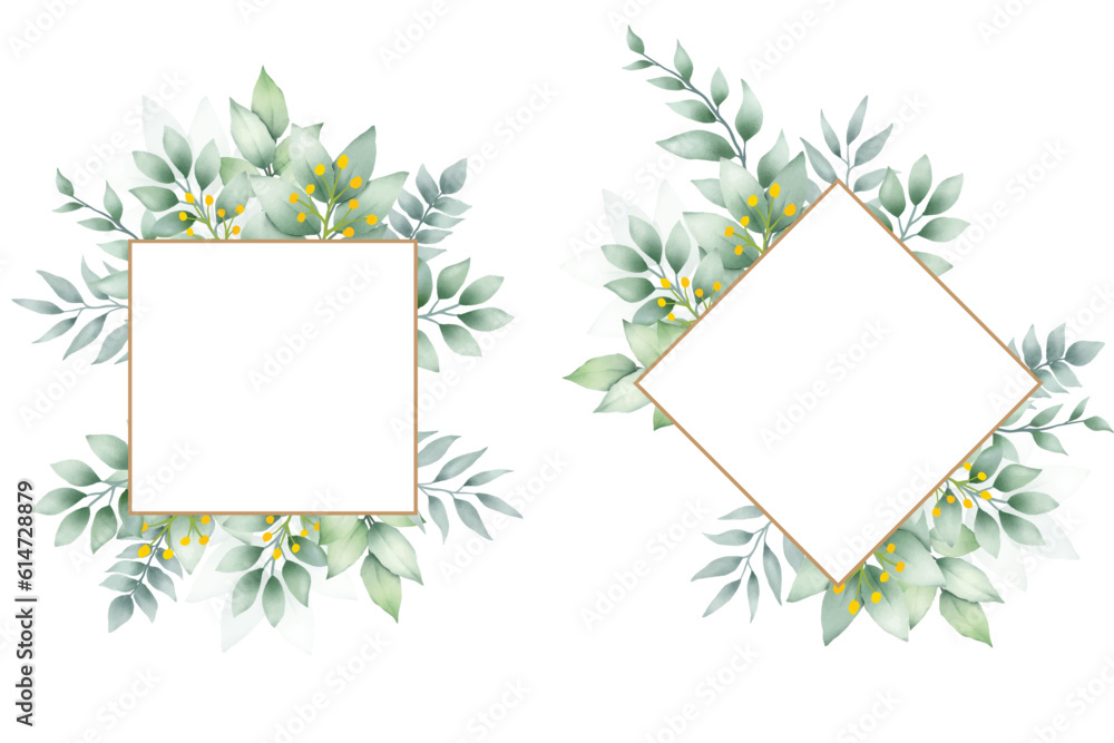 watercolor green leaves frame collection watercolor green leaves frame collection