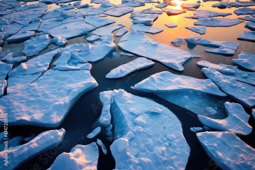 Close-up photograph of melting glaciers. Consequences of climate change and global warming. Generative AI photo