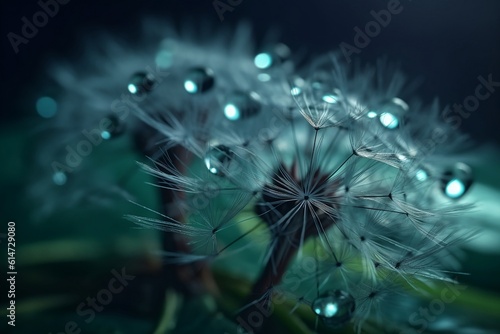 Dew drops on a dandelion. © D