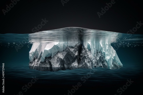 Climate change affects iceberg below and above water. Generative AI