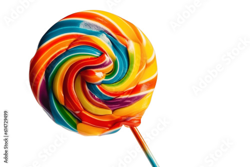 Vibrant Lollipop Bursting with Color On Transparent Background. Generative AI