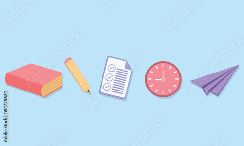 School and education set icon. on blue background