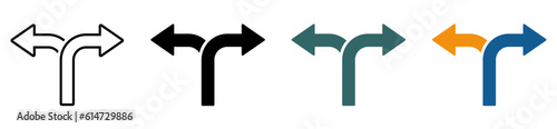 Choice vector icons set. Alternate Route line and filled Symbols