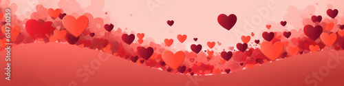 banner. Abstract background minimal style on Valentine's day. Mock up, red, pink hearts. generative ai, ai, generative