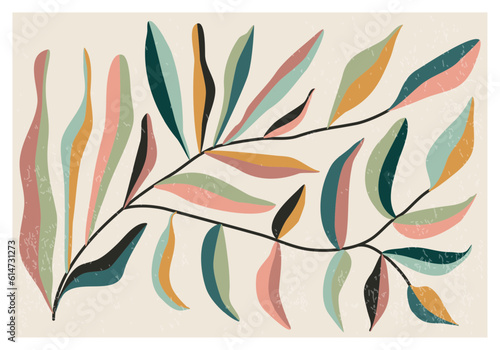 Matisse inspired contemporary collage botanical minimalist wall art poster