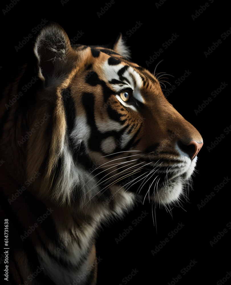 Obraz premium Bengal tiger profile portrait - Generative AI