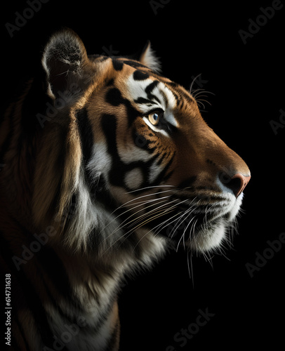 Bengal tiger profile portrait - Generative AI