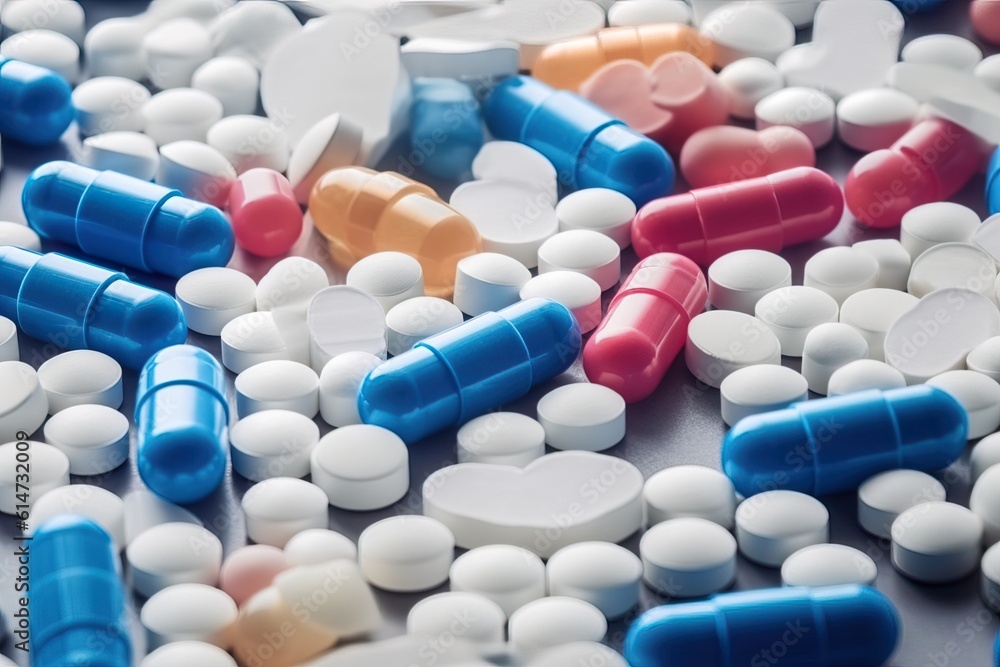 Drug or medicine pills on the table in a white background Drug or medicine pills on the table in a white background
