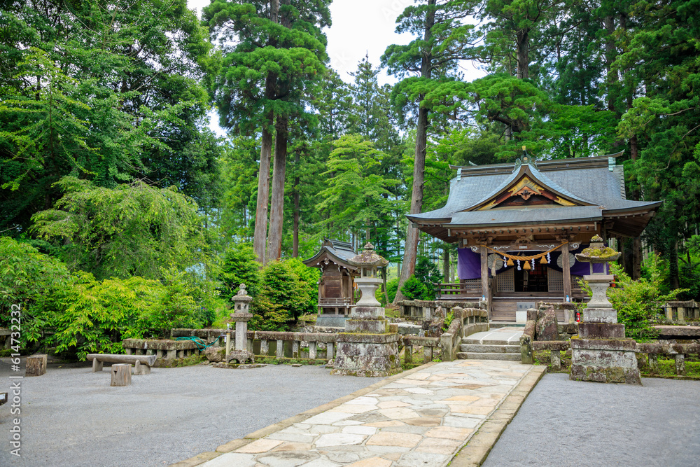Obraz premium 初夏の宇奈岐日女神社 大分県由布市 Unagi Hime Shrine in early summer. Ooita Pref, Yufu City.