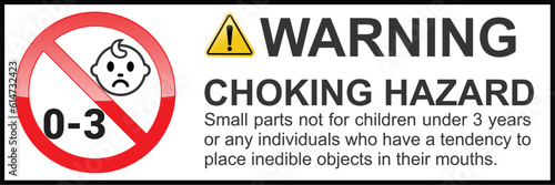 Warning Sign with the message: CHOKING HAZARD Be careful of Sharp Edges, Not for children under 3 years. Yellow Triangle Warning Sign, Not for children under 3 years of age Sign, Vector